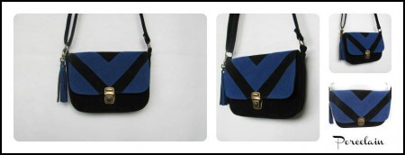 Art 1046 cartera broche maletin, detalle V $260 Negro y azul